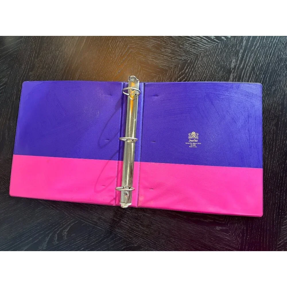 Lisa Frank Vintage Hollywood Bear Binder 3-Ring Pink & Purple Stuart Hall Made I